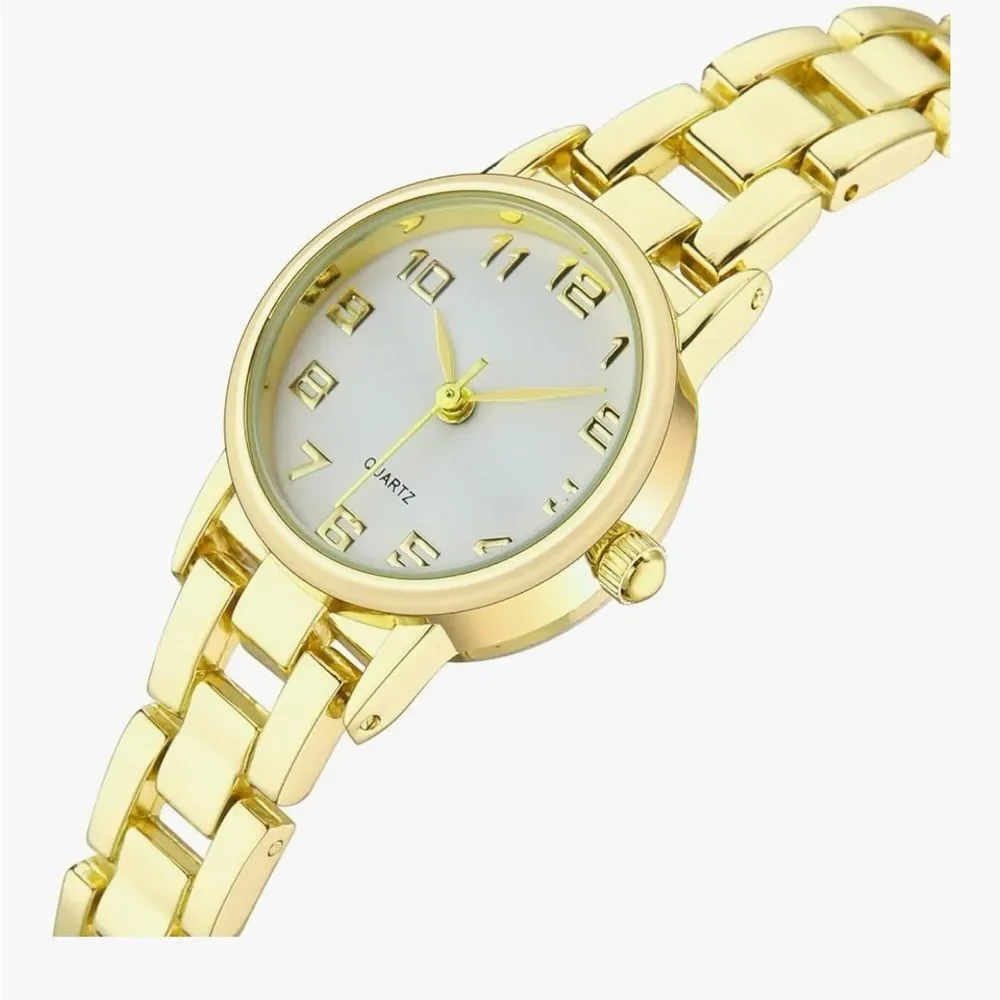 Vintage Gold Bracelet Watch Women’s Small Quartz Analog Waterproof 26mm 90s Vibe